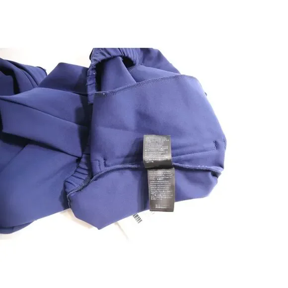 Balenciaga Gartered Slim-Fit Trousers in Navy Blue Polyester